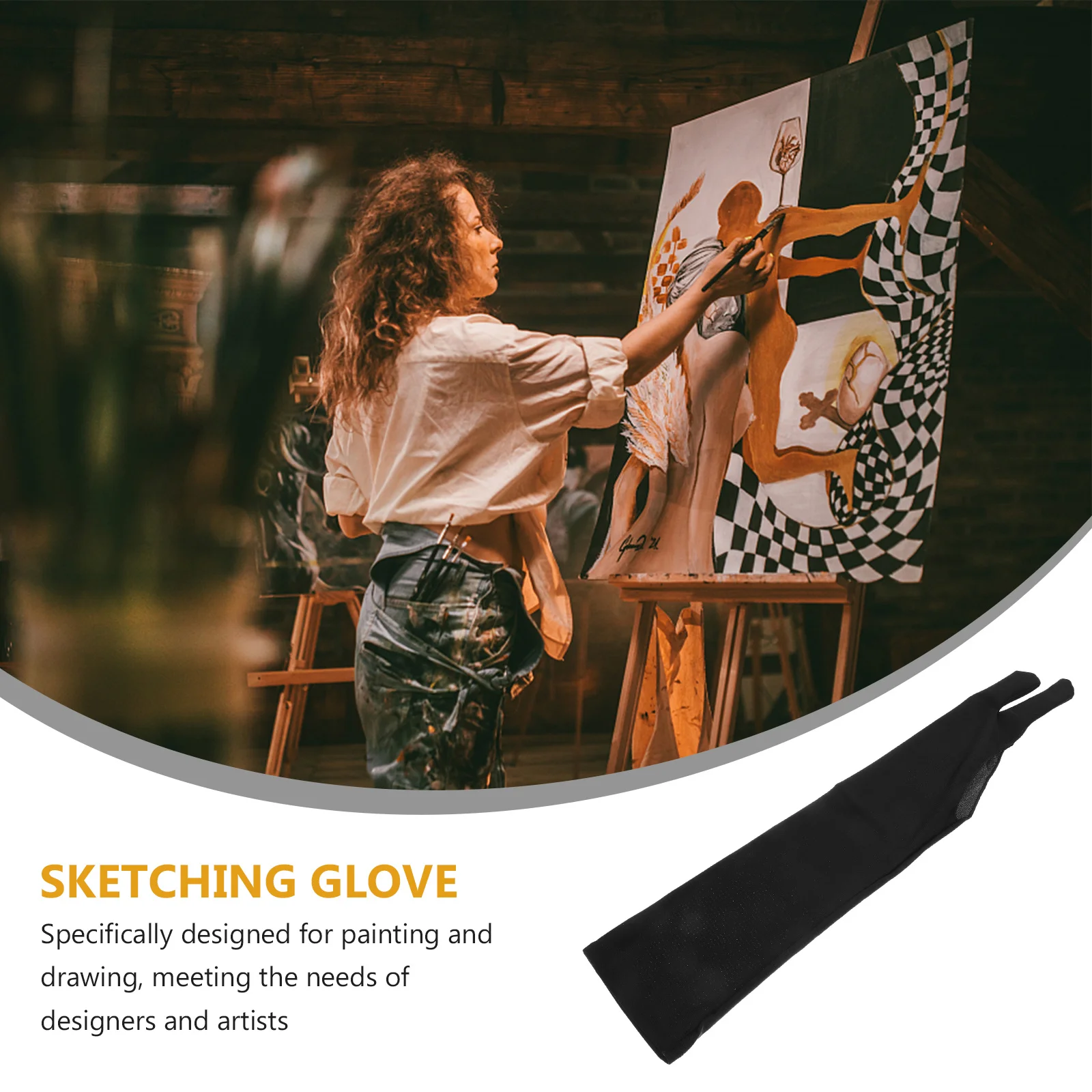قفاز رسم فنان بإصبعين قابل للتنفس ناعم مضاد للانزلاق للرسم الرقمي اللوحي يستخدم قفازات الرسم #3