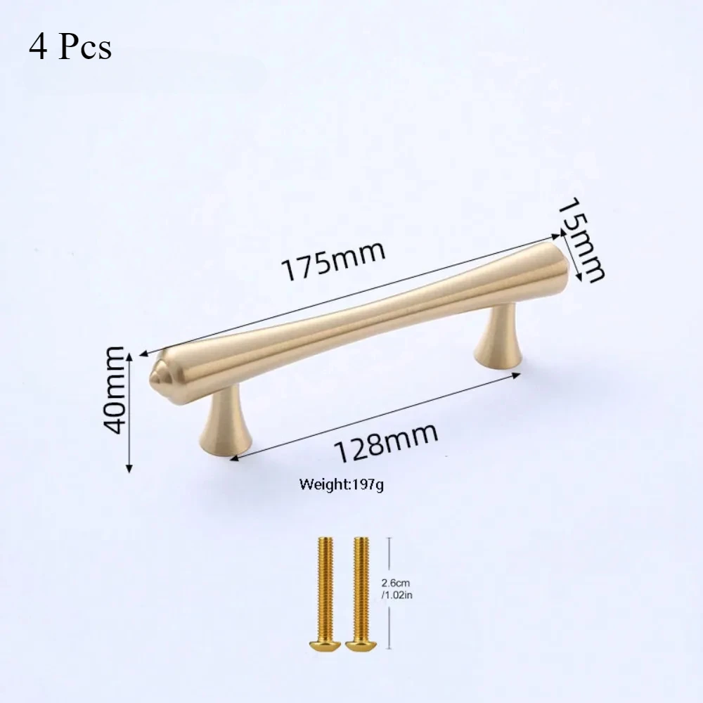 4 Pcs Brass Furniture Handles Golden Kitchen Door Handle Modern Kitchen Cabinet Drawer Wardrobe Pulls Screws Included