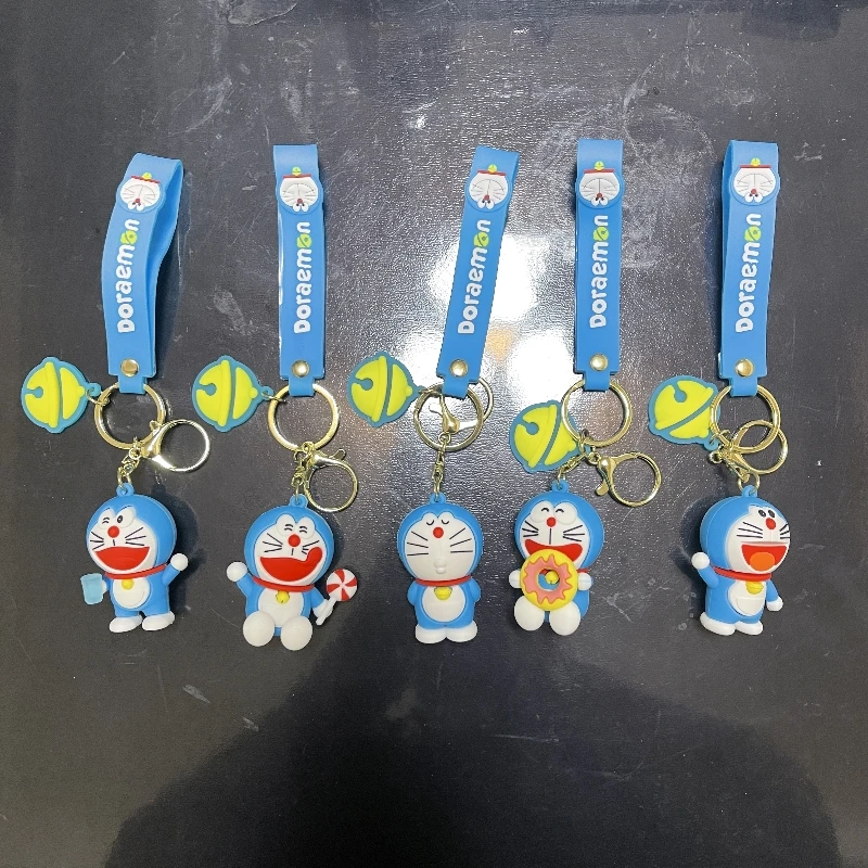 Anime Doraemon keyring Small bell keyring Children toy Anime Accessories Backpack pendant Birthday gift for boys and girls