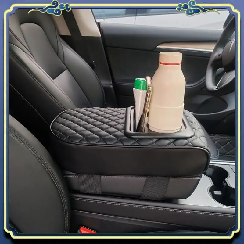 

AU16-Auto Center Console Armrest Pillow, Memory Foam Car Armrest Cushion With Cup Holder And Phone Holder Universal Parts