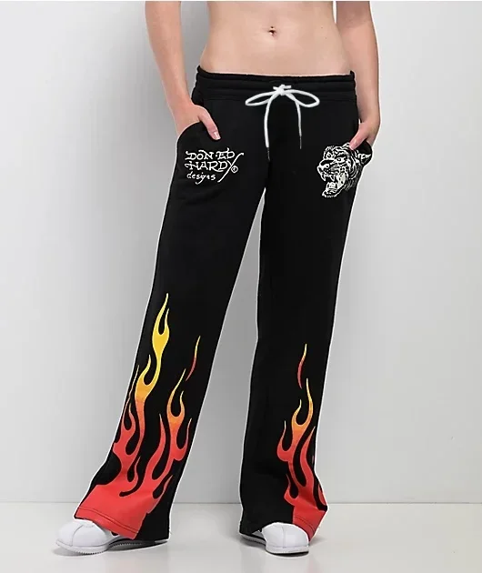 

Couples High Waist Wide-leg Y2K Hip-hop Print Loose Jeans Retro Black Streetwear for Men And Women Harajuku Style
