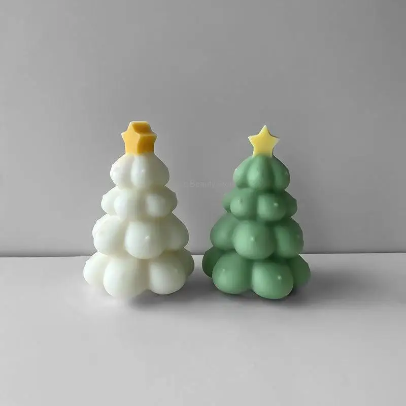 Star Christmas Tree Candle Silicone Mold Diy Christmas Decoration Aromatherapy Soybean Wax Mold Christmas Gift