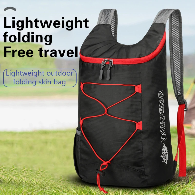 Mochila plegable multifuncional para exteriores, bolsa deportiva de tela de nailon impermeable y ligera de alta densidad para acampar, Senderismo y viajes