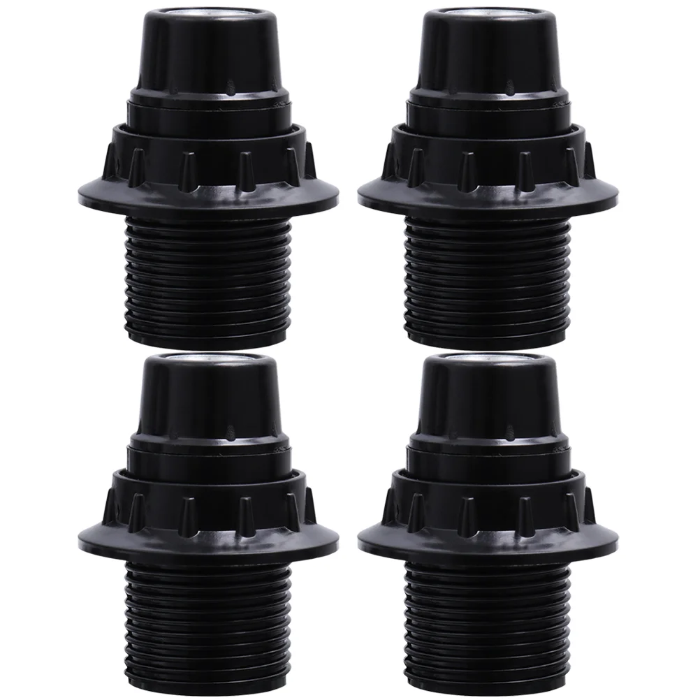 Light Bulb Socket E14 Aluminum Cover Bakelite Lamp Holder Screw Self-locking Half-thread (4pcs) Bulbs Black