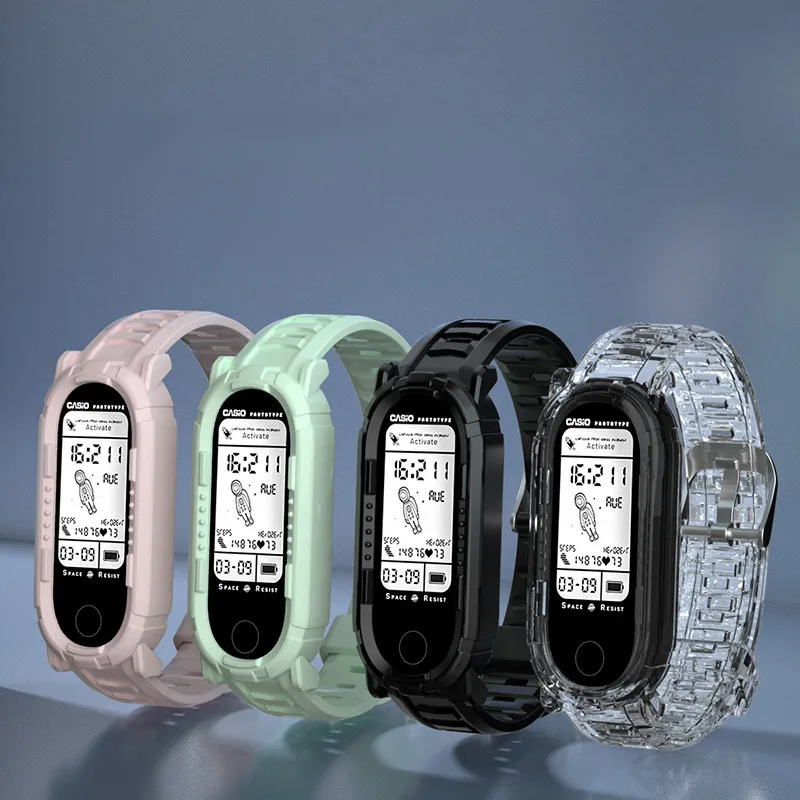 Universal Silicone Wristband For Xiaomi Mi Band  Watch Strap Electronic Wind NFC Version Replacement For Xiaomi Miband 4 5 6 7
