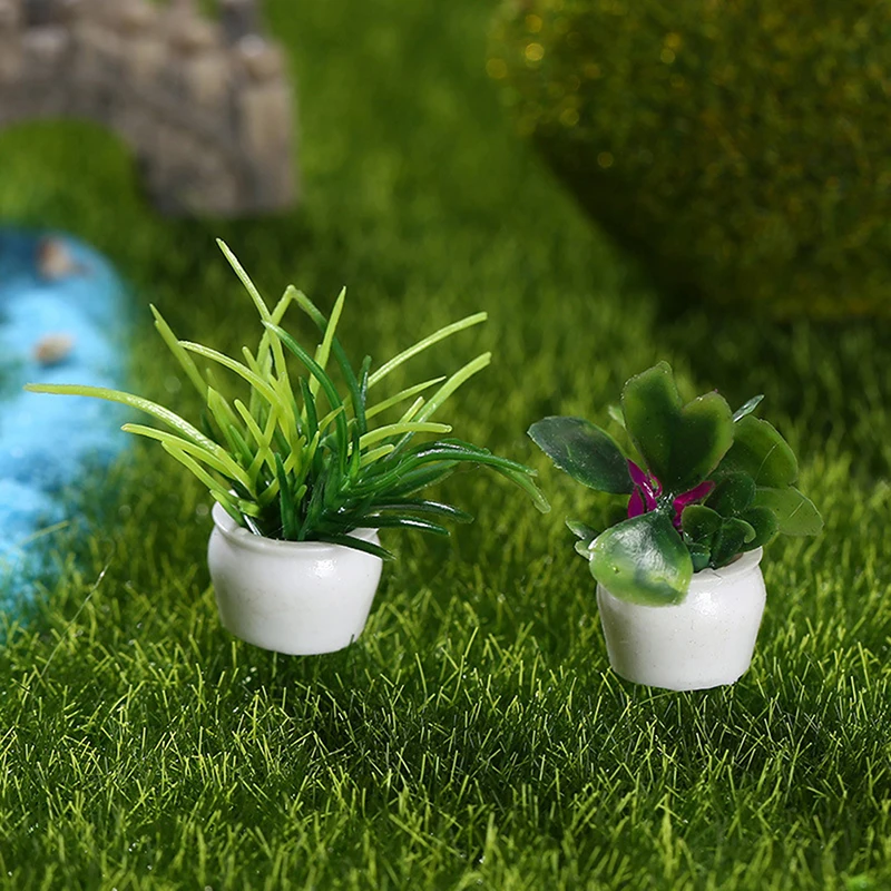 4Pcs/Set 1:12 Dollhouse Miniature Tree Potted Green Plant In Pot Model For Doll House Home Decor Kids Pretend Play Toys