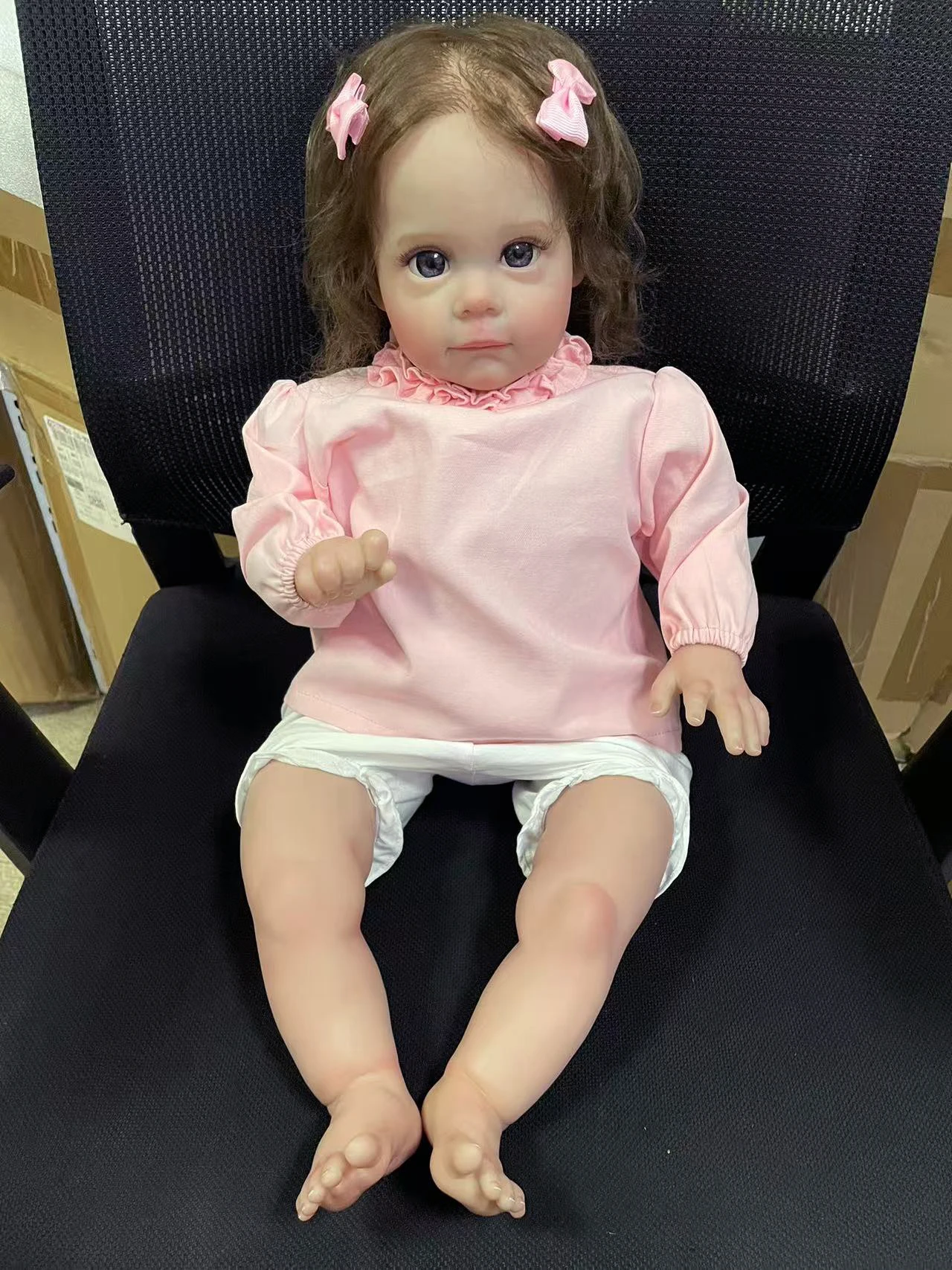 24Inch Maggie Soft Cloth Body Lifelike Handmade High Quality Reborn Doll Lifelike Multiple Layers Painting Hand-rooted hair