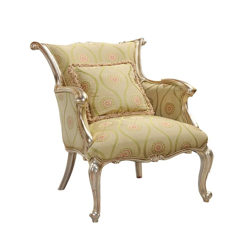

Solid wood carved fabric lounge chair home living room balcony sofa chair
