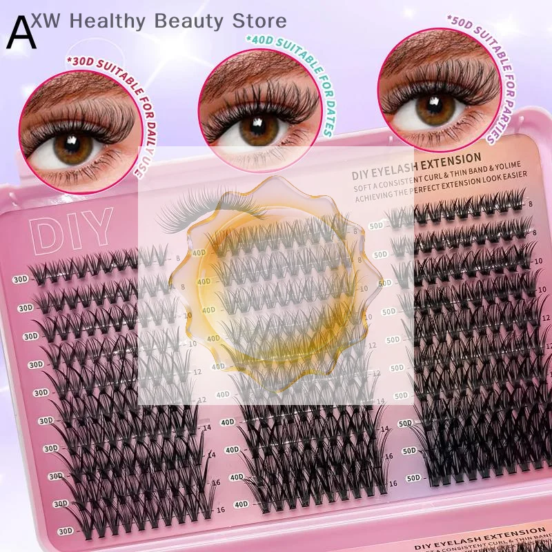 Cluster Eyelash Extension Kit 72 Individual Lashes DIY With Tweezers Brush Easy To Apply Full Volume Everyday Beauty Routine