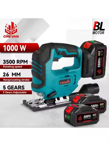 ONEVAN 3500RPM Brushless Cordless Electric Curved Saw 1000W Electric Jig Saw Woodworking Cutting Tool for Makita 18V Battery