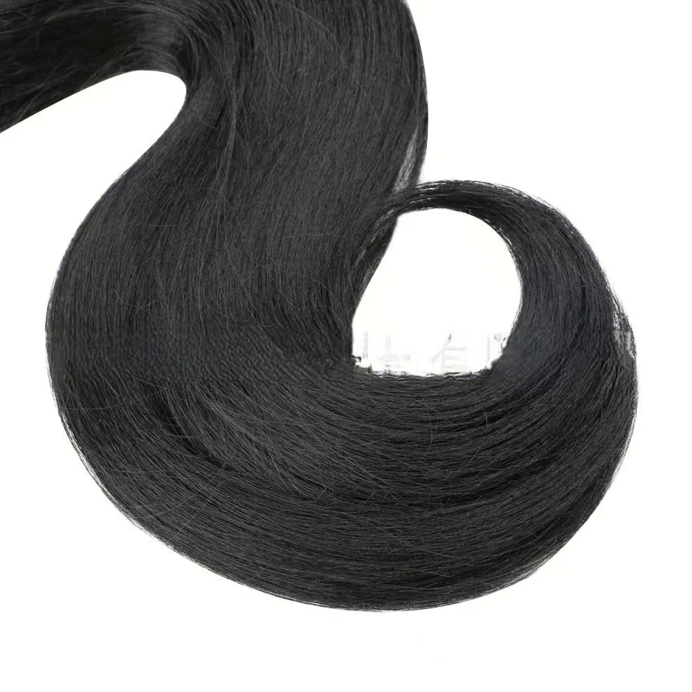 Rambut Sintetis Body Wave 18 inci, Bundel Rambut Model Curtain Serpentine untuk Wanita Kulit Hitam, Tahan Panas Tinggi, Warna Hitam Alami, untuk Penggunaan Sehari-hari