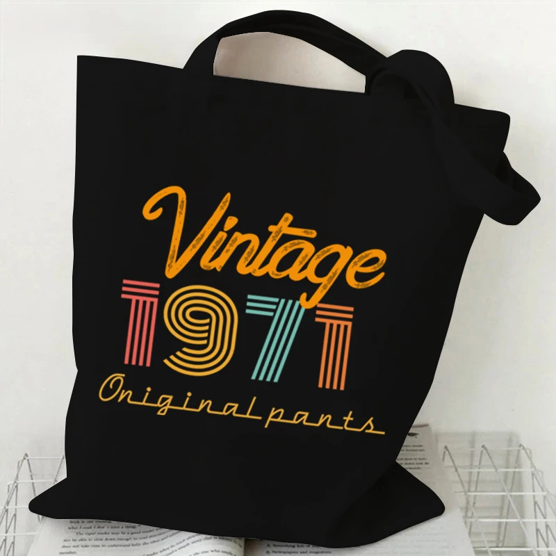 Vintage 1974 Tote Bag for Women Bag 1970~1979 Canvas Shopping Bag Large Capacity Shoulder Eco Reusable Handbags