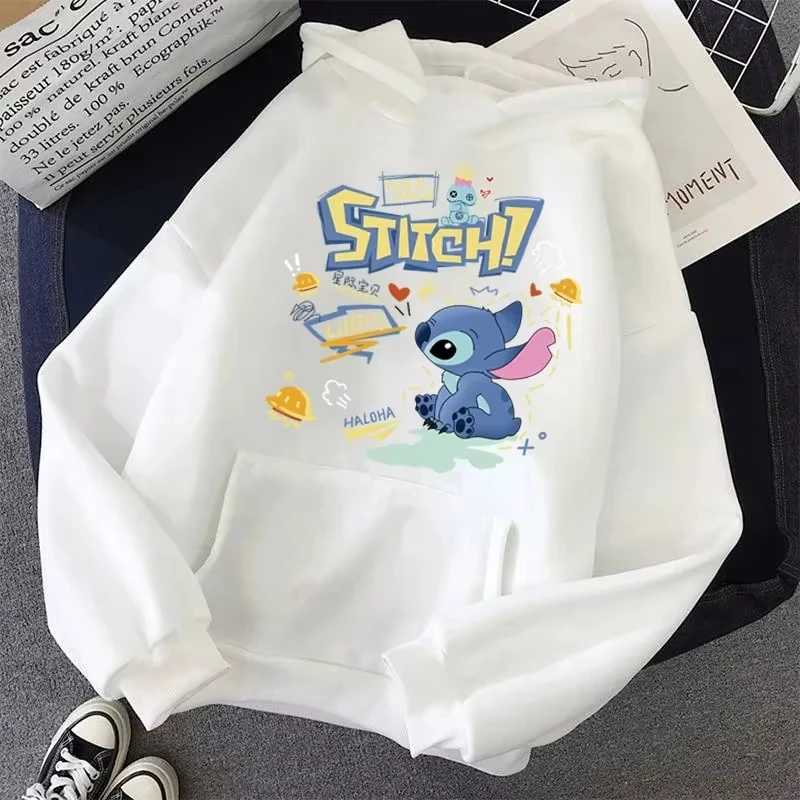 

MINISO Kawaii Loose Cute Men Sweatshirt Lilo & Stitch Cartoon Print Clothing Comfortable Daily Men's Hoodie Popular High-quality