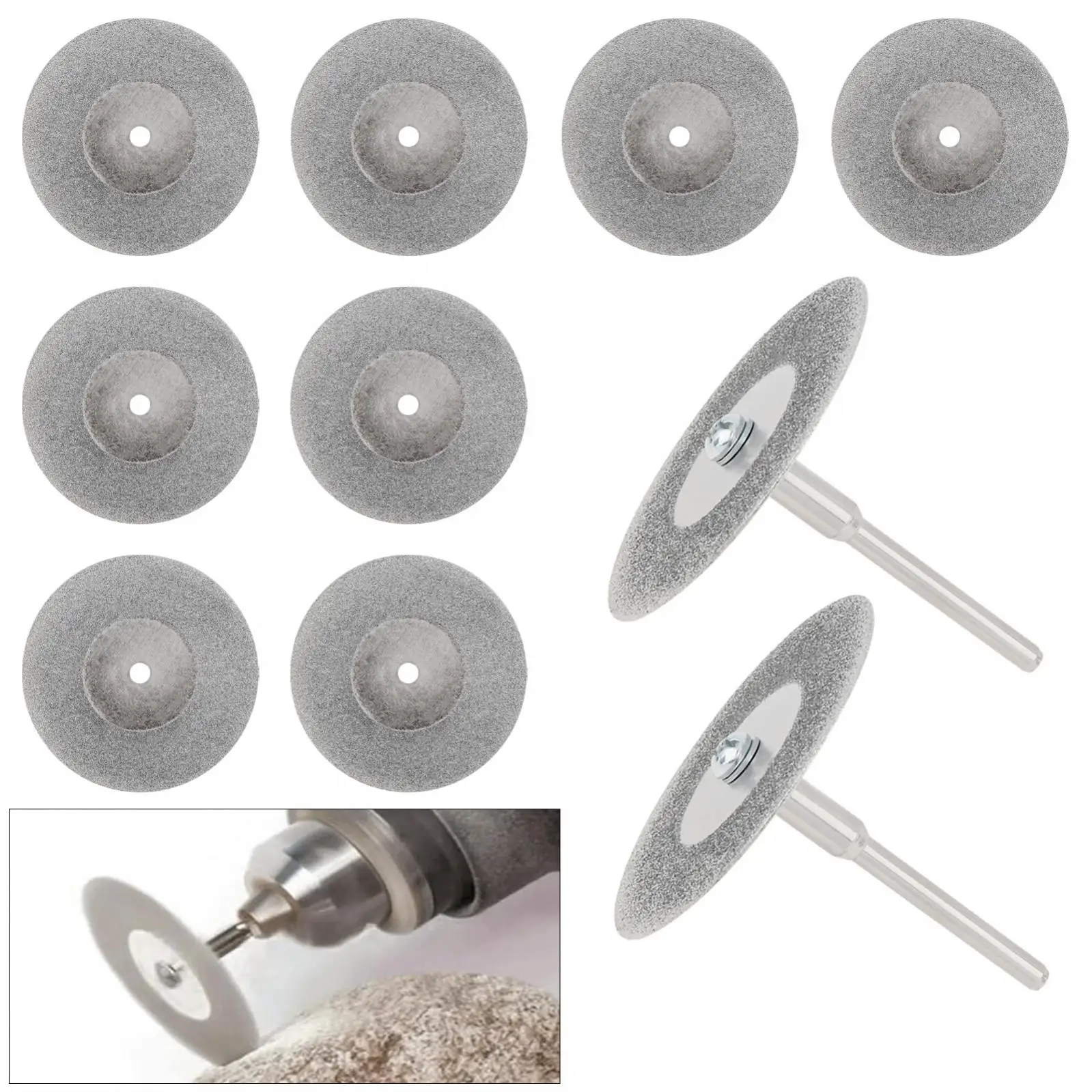 10pcs 40mm Mini Diamond Saw Blade Cutting Discs for Stone Crushing Cutting with Connecting Shank, 40mm Mini Diamond Saw Blades