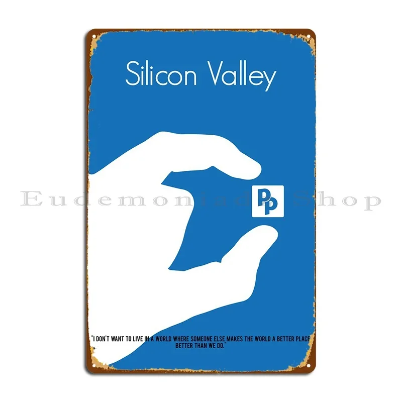 ملصق بسيط لبرنامج تلفزيوني وادي السيليكون. لوحة معدنية ملصق جدار المرآب جدارية إنشاء لوحات مصمم