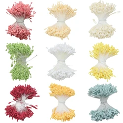 350pcs 5mm Double Heads Matte Stamen DIY Artificial Floral flower stamen pistil For Wedding Party Home Cake Decoration