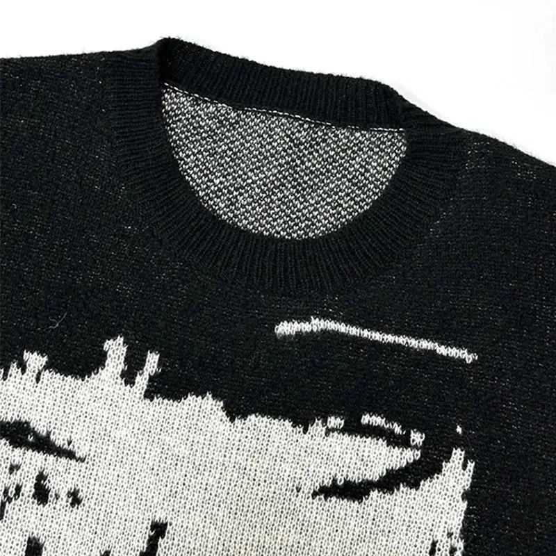 

2025 Новая коллекция мужских и женских повседневных свободных свитеров, модных свитеров, вязаных в стиле хип-хоп, индивидуальных жаккардовых свитеров