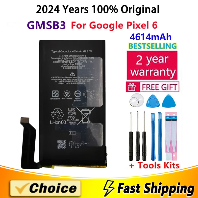 

4614mAh Original High Quality Battery GMSB3 For HTC Google Pixel 6,Brand New Replacement Phone Lithium Battery+Tools