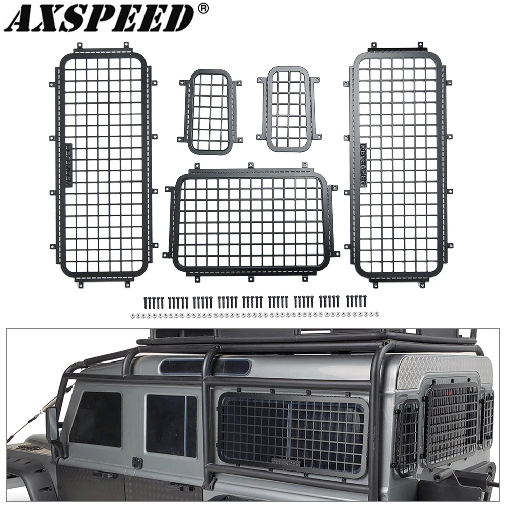AXSPEED شبكة نافذة معدنية شبكة واقية ل TRX4 TRX-4 المدافع 1/10 RC الزاحف سيارة الجانب الخلفي نافذة صافي الذيل النوافذ