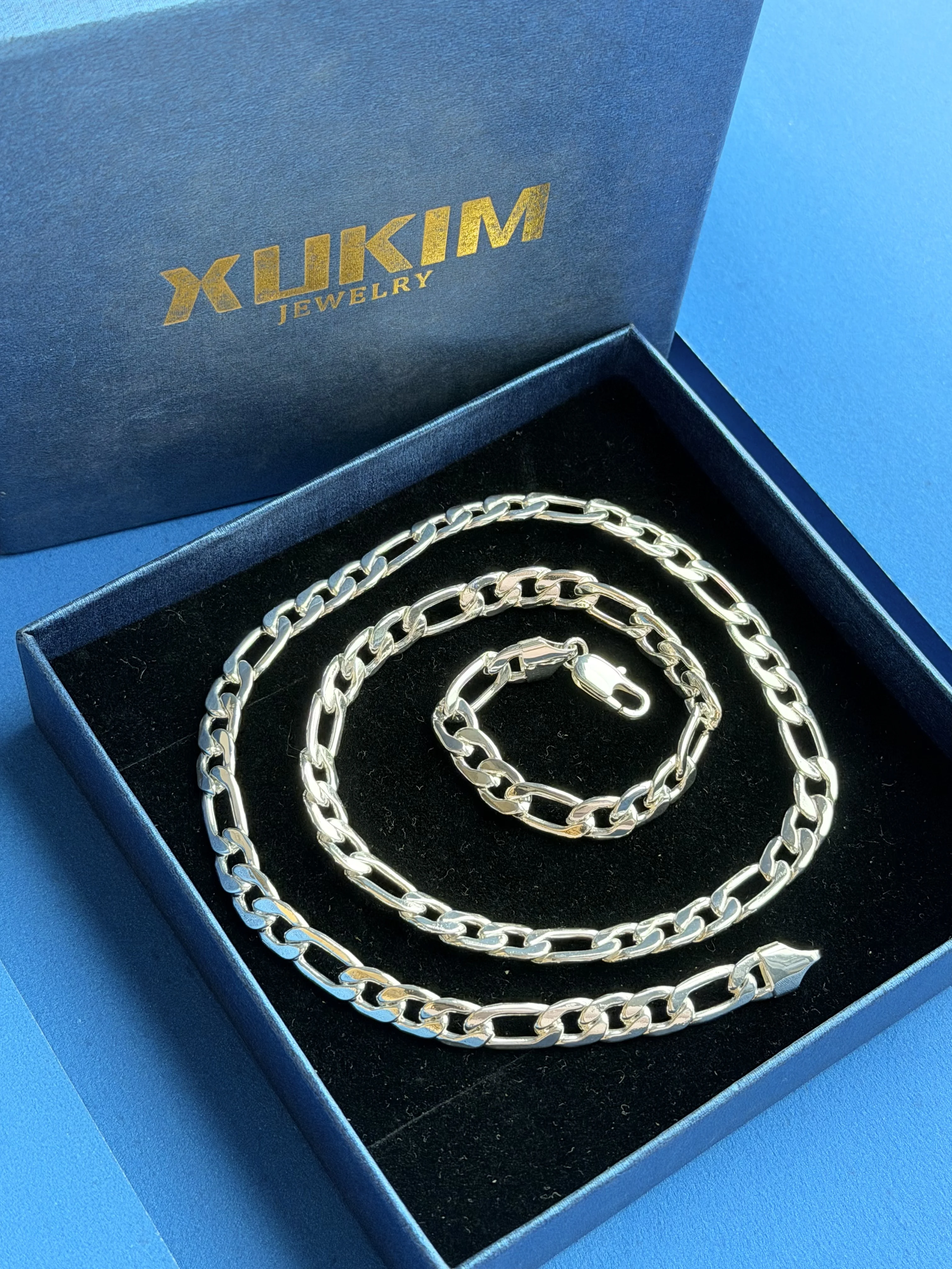 Xukim Fashion Jewelry Cordell kejsarlänk kejsarlank kejsarlånk 7mm Gold Box Clasp Angel Chain Figora Chain Rope Chain GSC001-C