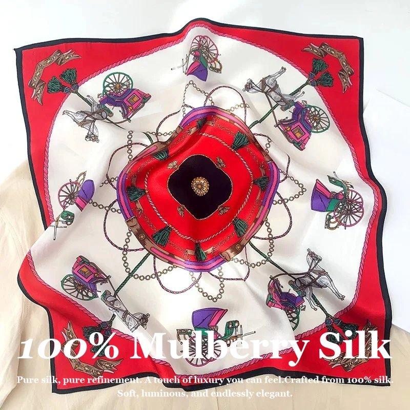 

New 100% Real Silk Scarf Fashion Ribbon Women Wrap 53cm Small Square Scarves Hijab Bandana Handkerchief Lady Foulard Pashmina