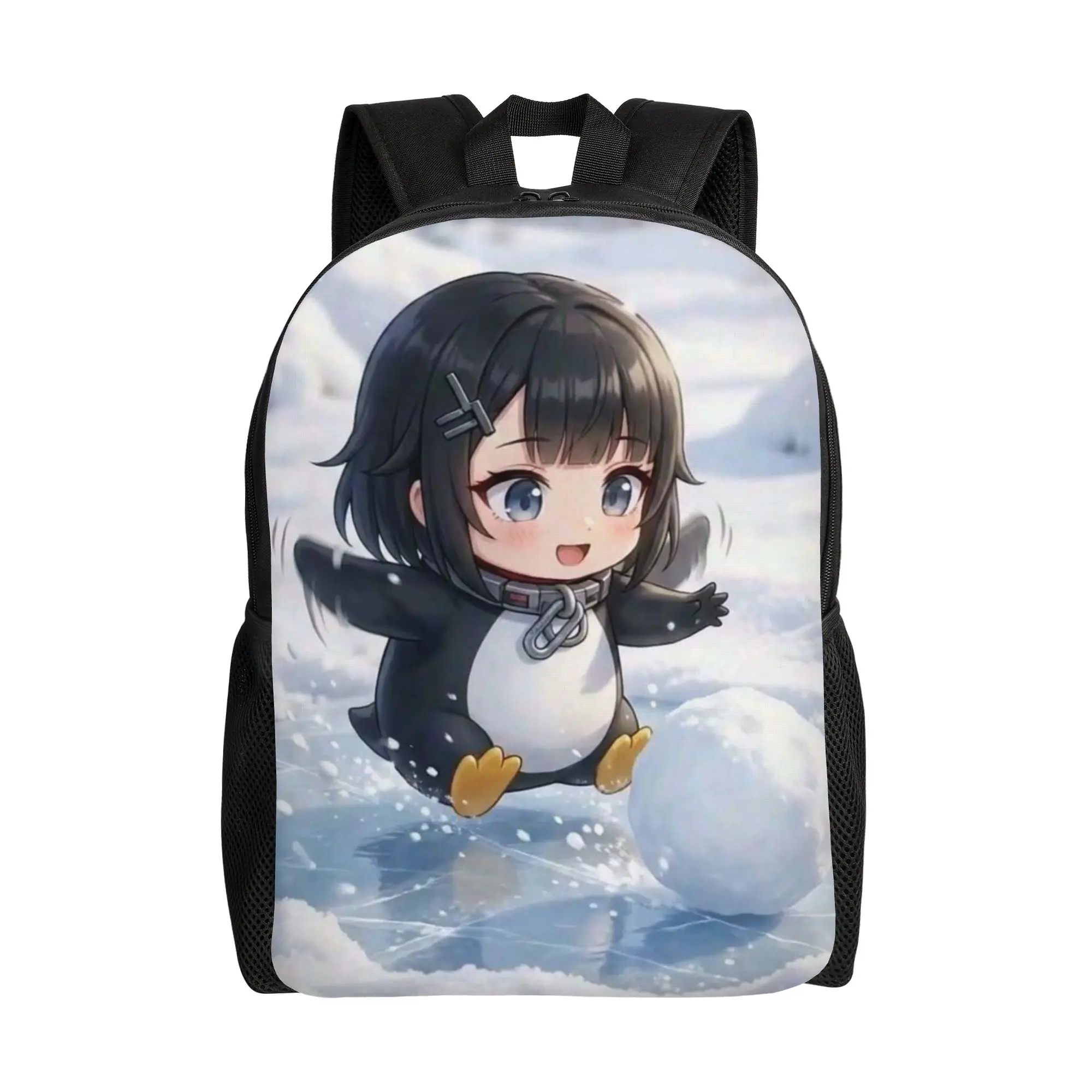 Book Pack Back to school season GUGUGAGA Penguin Playing Snowball Winter Snow Scene Cartoon Graphic  Retro Washable Backpack