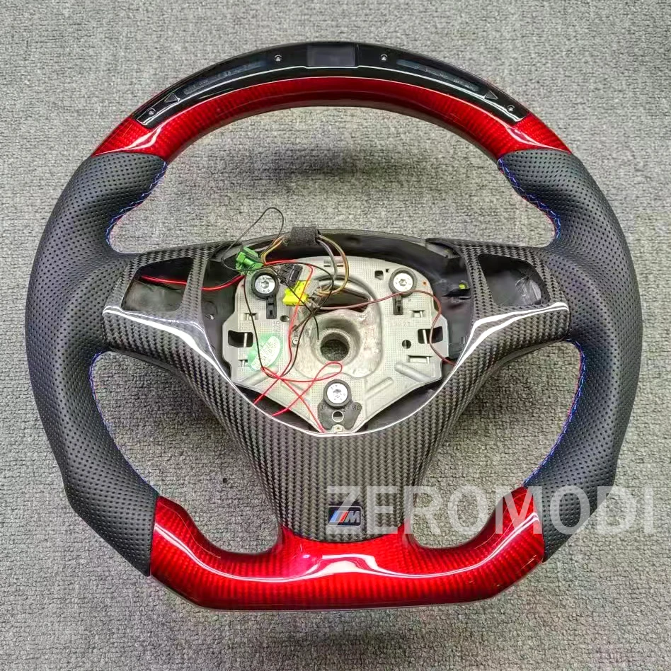 

LED Carbon Fiber Steering Wheel With Perforated Leather For BMW E90 E92 E93 3 Series 2005 2006 2007 2008 2009 2010 2011 2012