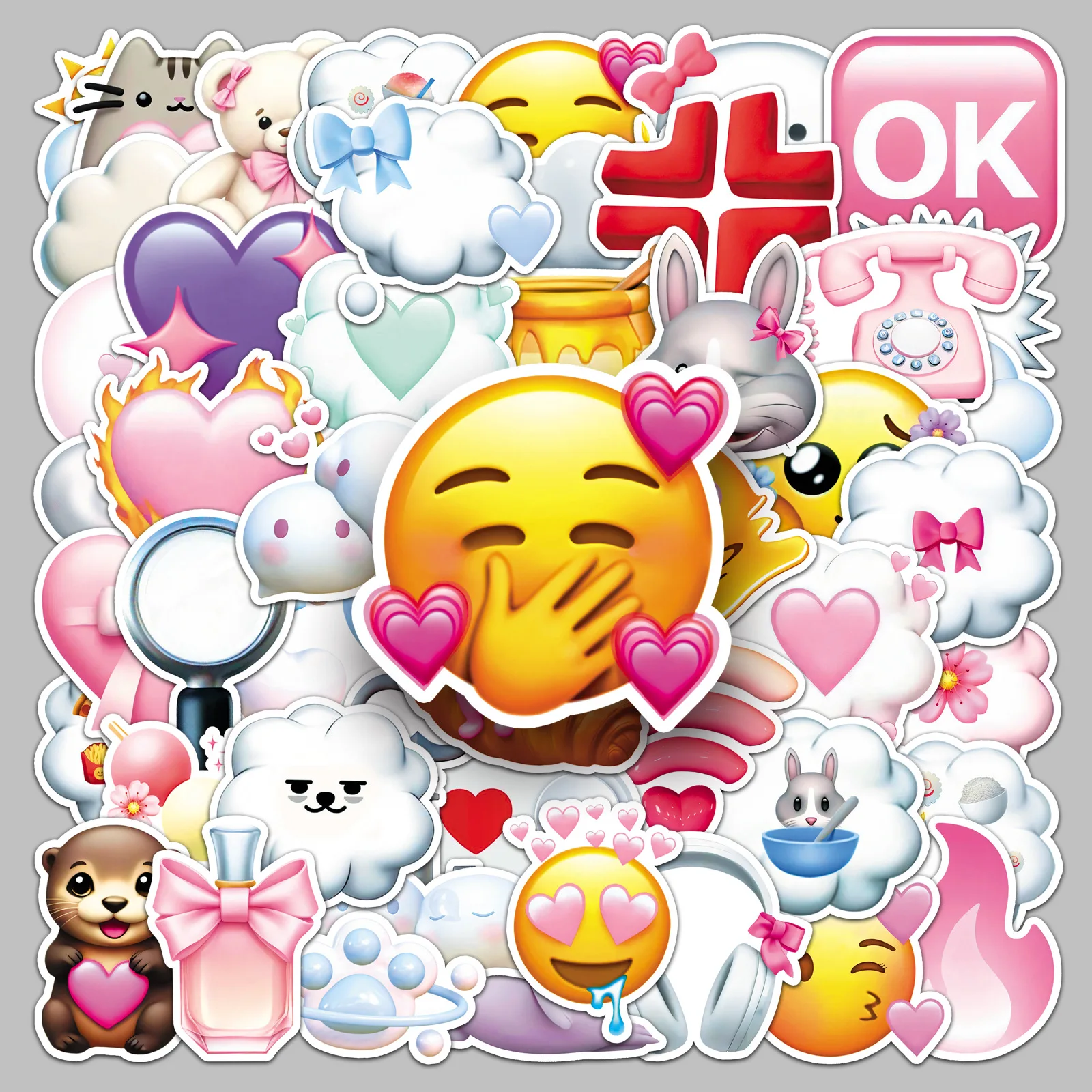 

50Pcs Cute Retro Emoji Stickers, Cartoon Expression Decals, Creative Stickers for Journal Photocard Laptop DIY Decor