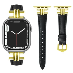 Small leather waist strap compatible apple watch strap lady, retro fashion leather strap h-shaped metal buckle for iwatch strap