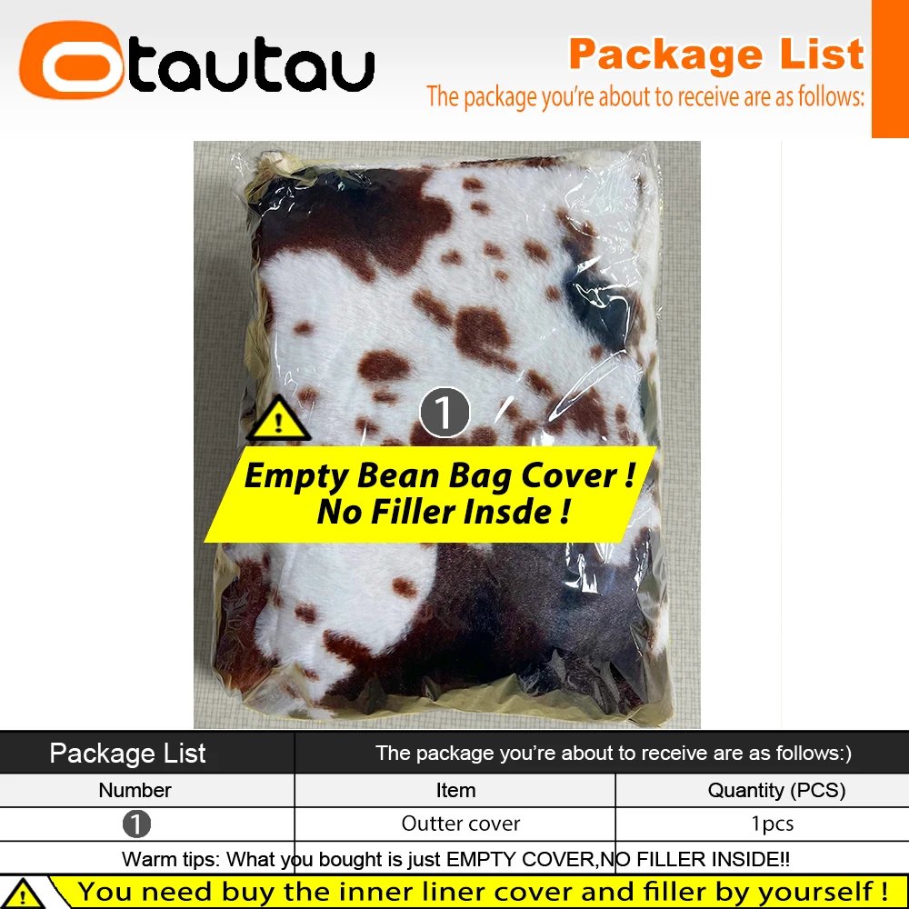 OTAUTAU Faux Fur Pouf Cover JD035【No Filler Inside! You Need To Buy Filler By Yourself !】