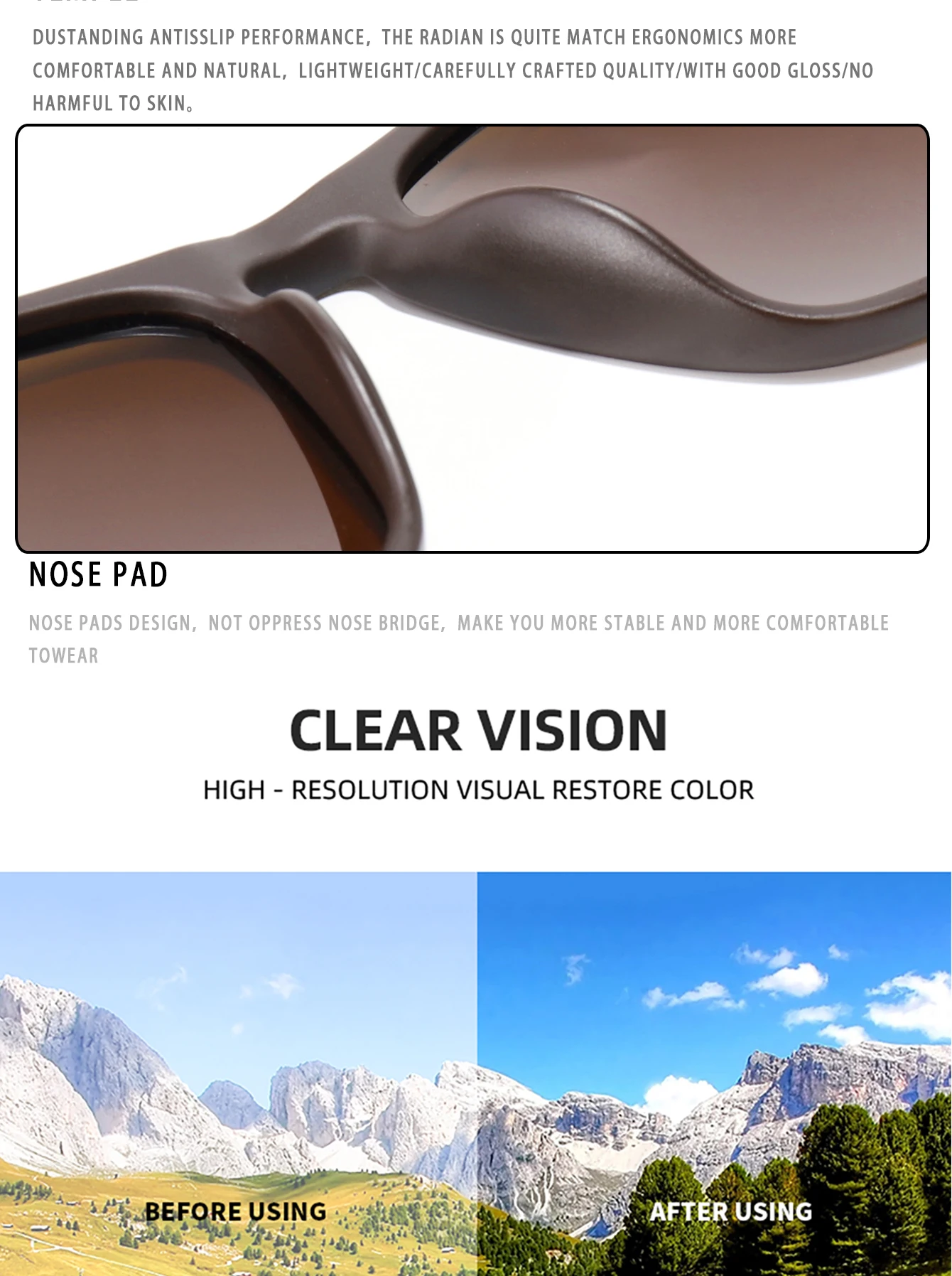 Luxus Quadratische Klassische Polarisierte Winddicht Radfahren Sonnenbrille UV400 Männlichen Brillen Männer Frauen Mode Reise Fahren Angeln Gläser – Detail 11