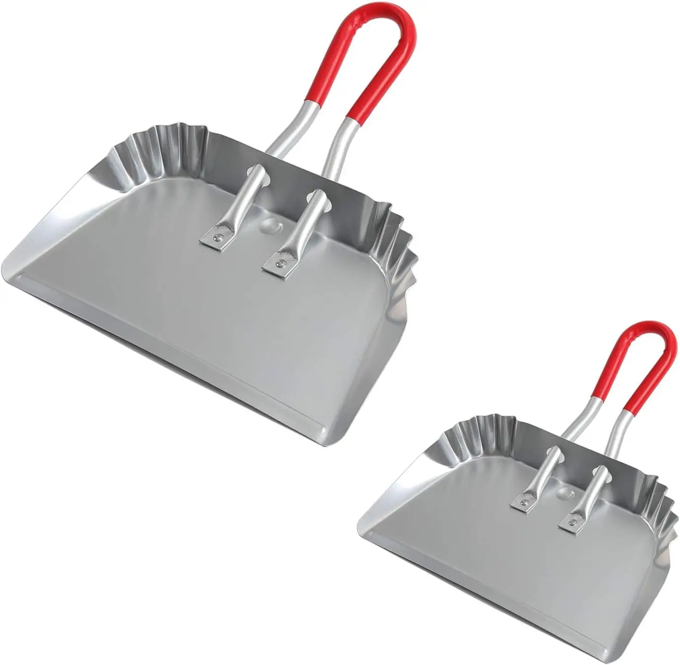 

Heavy Duty Metal Dustpan 17", Aluminum, Non-Chip Bend Edge, Rubber Handle, Easy Sweeping (2pcs)