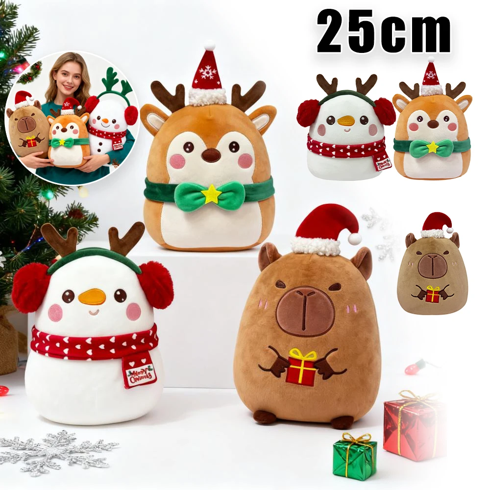 1/3/6PCS Babbo Natale Pupazzo di neve Renna Peluche Cuscino Giocattoli Capibara Peluche Natale Decorazioni per la casa Regali