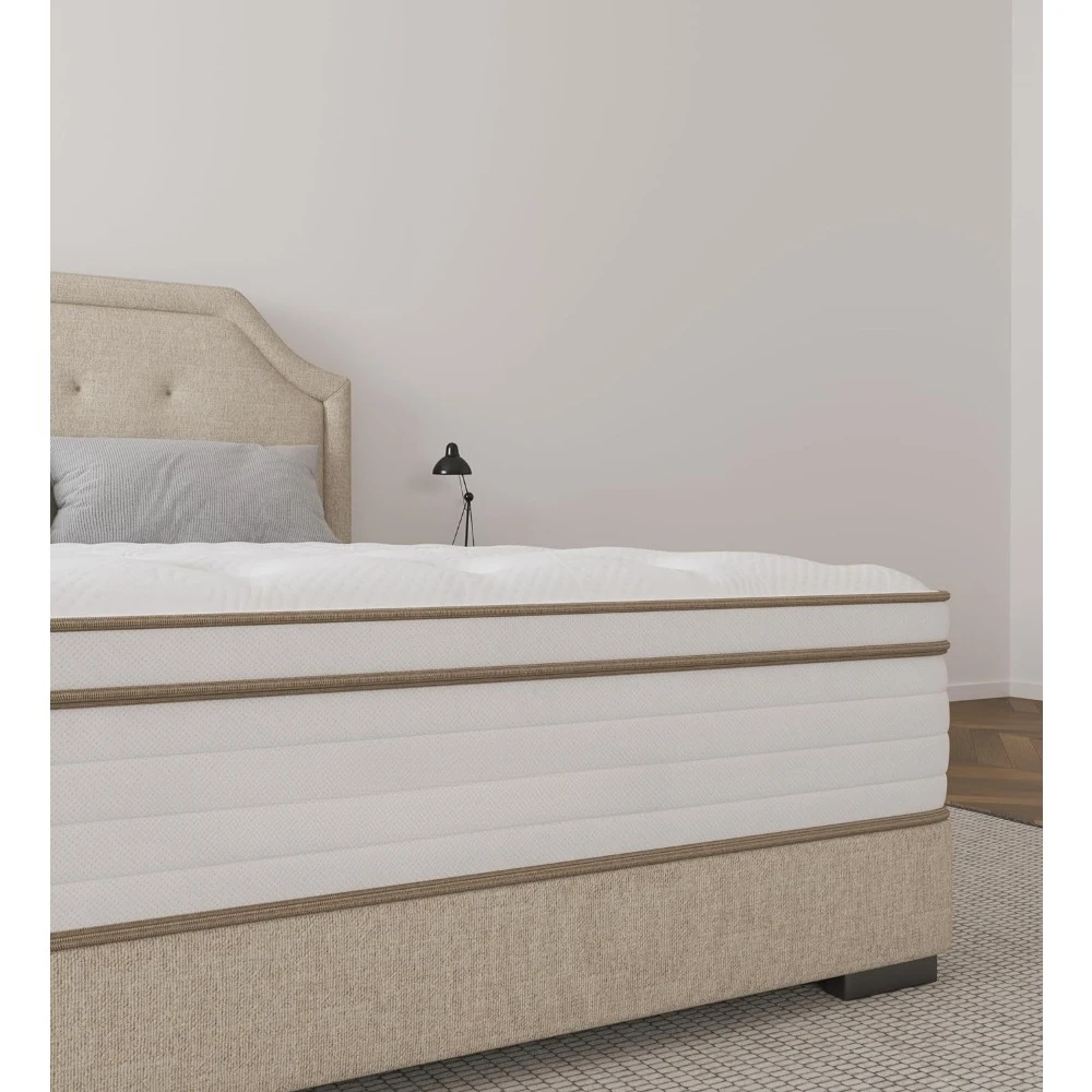 Memory Foam Hybrid White Queen Colchão, Sleep Supportive e Pressure Relief, 10"