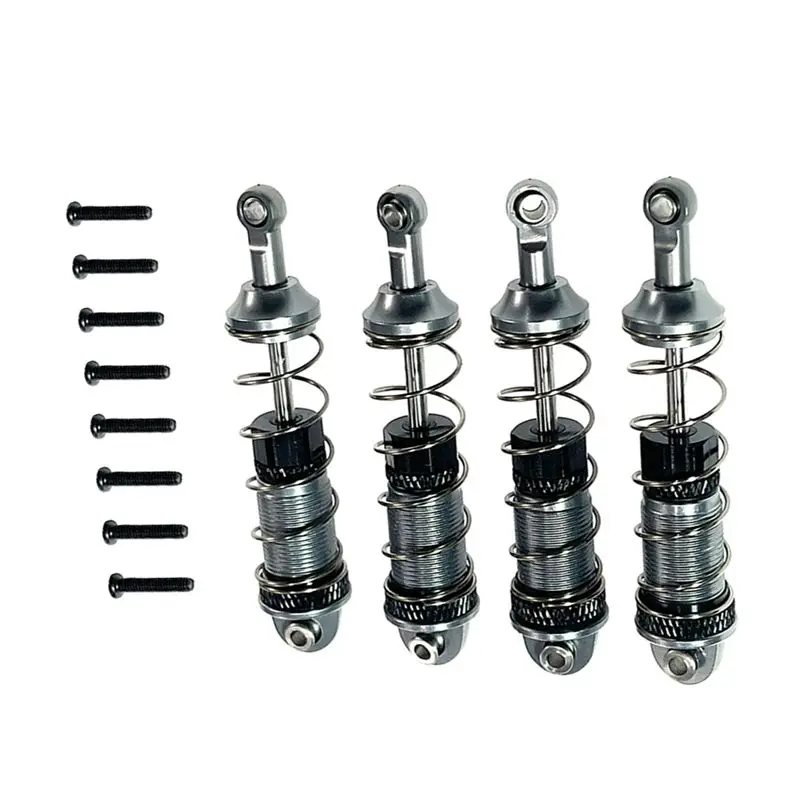 CYGJ-4Pcs Alloy Front Rear Oil Shock Absorber For MJX 16207 16208 16209 16210 H16 H16BM 1/16 RC Car Upgrades Parts Titanium