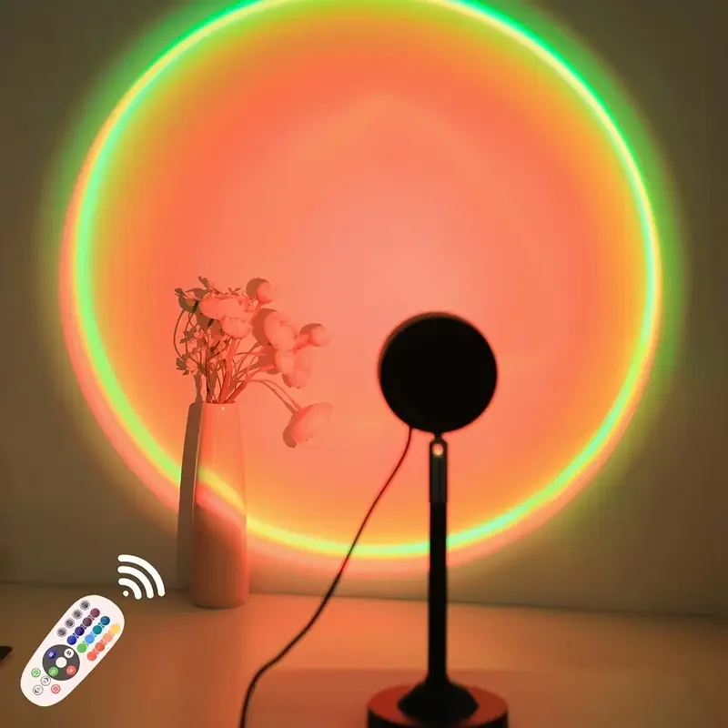 โปรเจคเตอร์โคมไฟพระอาทิตย์ตก 1 ชิ้น, โคมไฟโปรเจคเตอร์แบบชาร์จ USB ไฟ LED, โคมไฟพระอาทิตย์ตกสุดโรแมนติก โคมไฟสำหรับถ่ายทอดสด, โคมไฟสร้างบรรยากาศโรแมนติกในบ้าน
