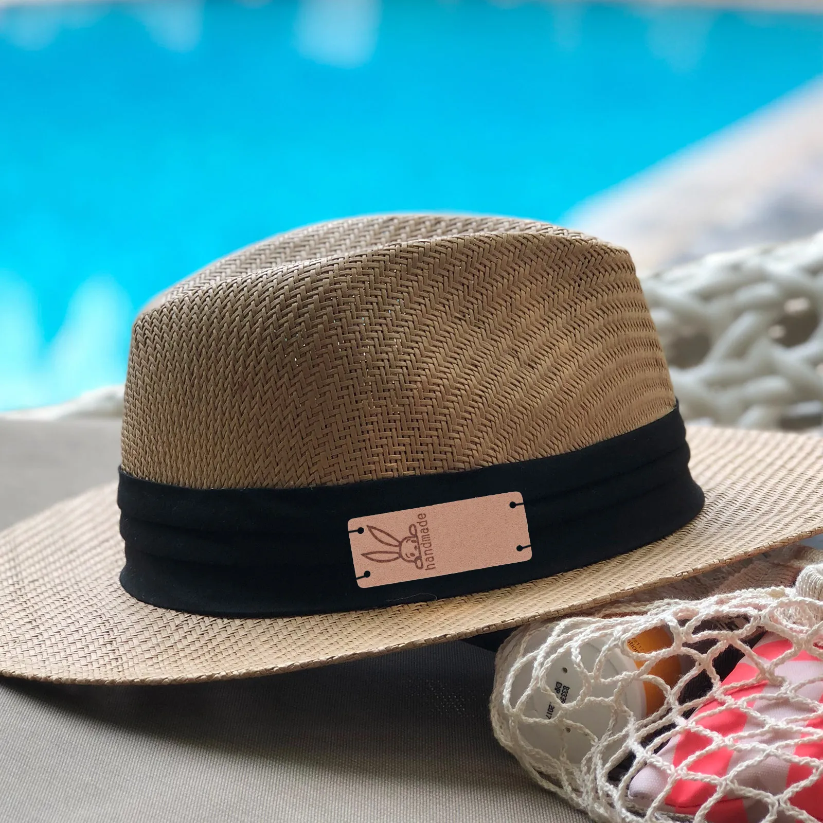 

50 Pcs Embossed Suede Hat Accessories Label Tag Handmade Clothes Tags Clothing Sewing Fold Labels Crochet Items
