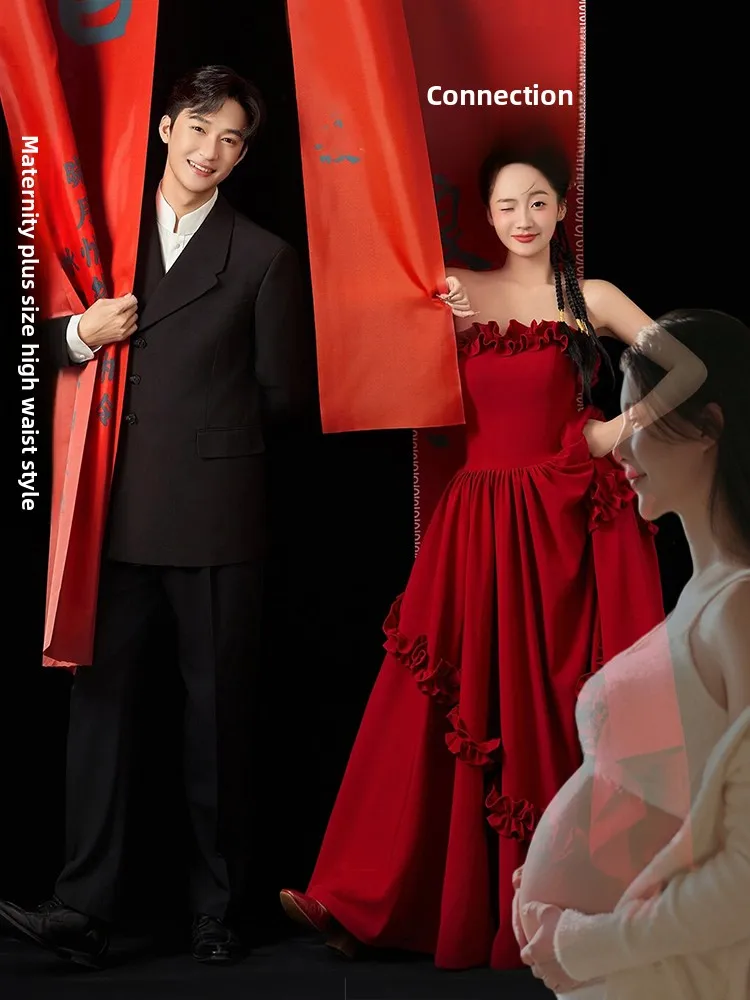 

Red Morning Robe Large Size New Chinese Sle Wedding Dr Bride Retro Strapl Engagement Return Home Ceremony Dr
