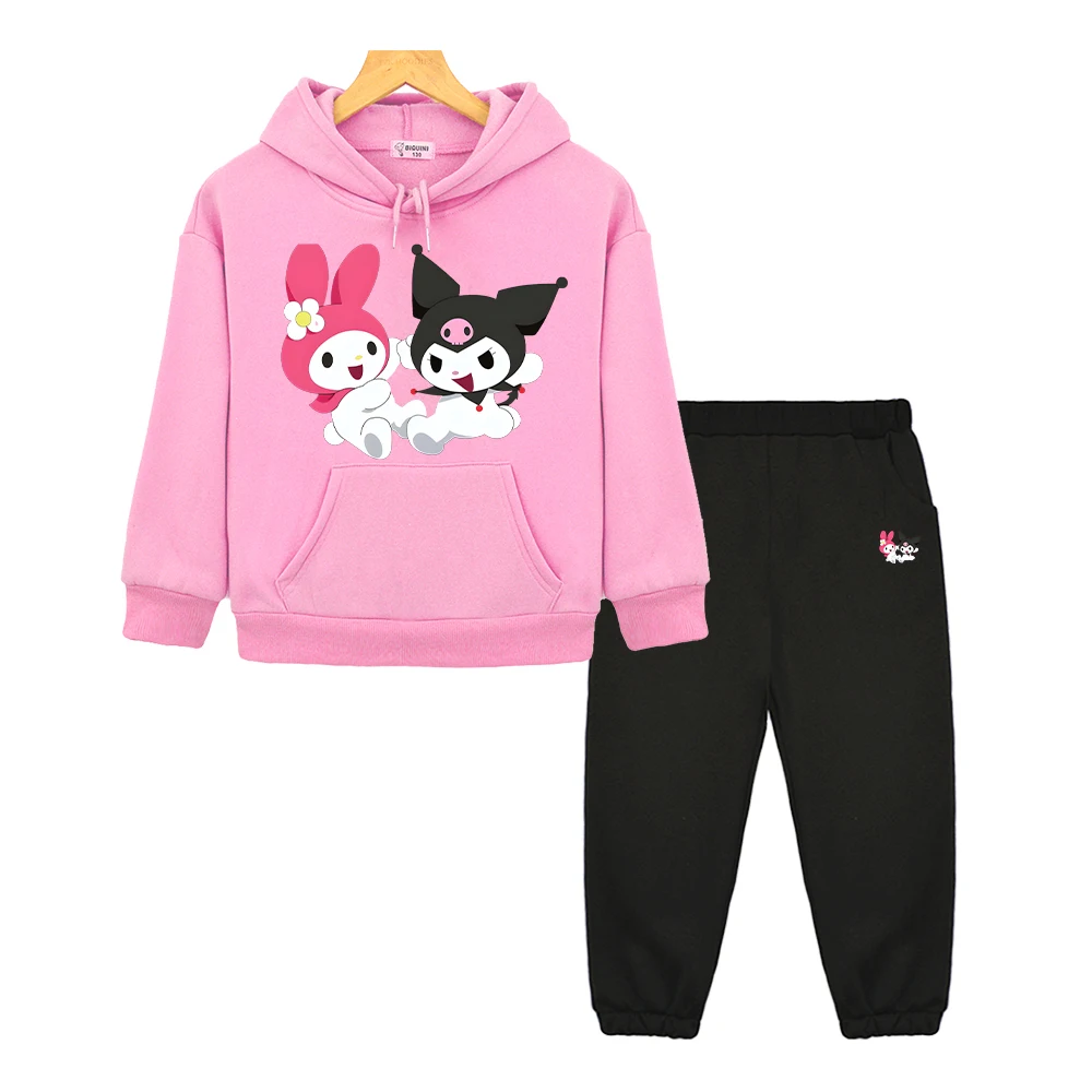 

Kulomi print boys girls Hooded Spors Sets 2pcs pullover+Pants Sanrio Autumn anime hoodie Fleece Sweatshirt kids boutique clothes