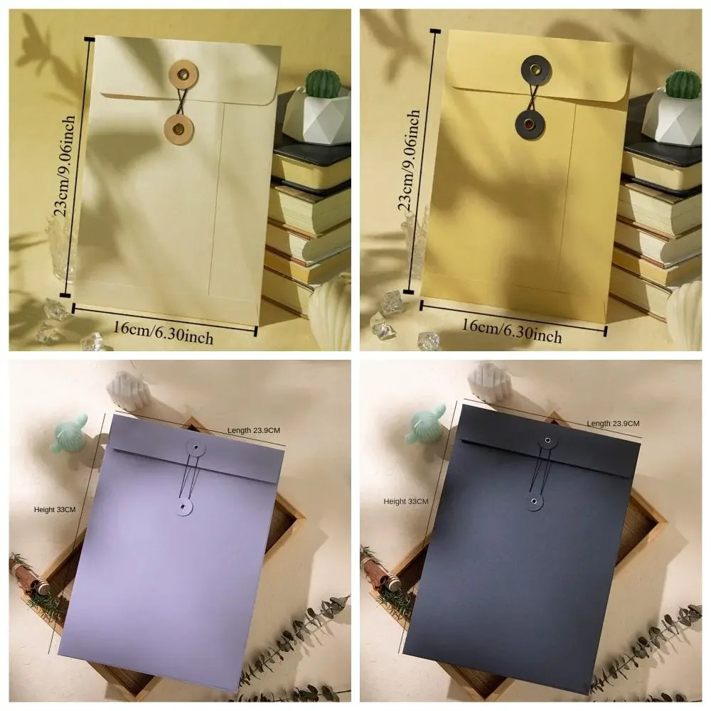 A4/A5 Kraft Paper Envelopes with String Tie Closure Clasp European Style Vintage Brown Envelopes Invitation Card Exquisite