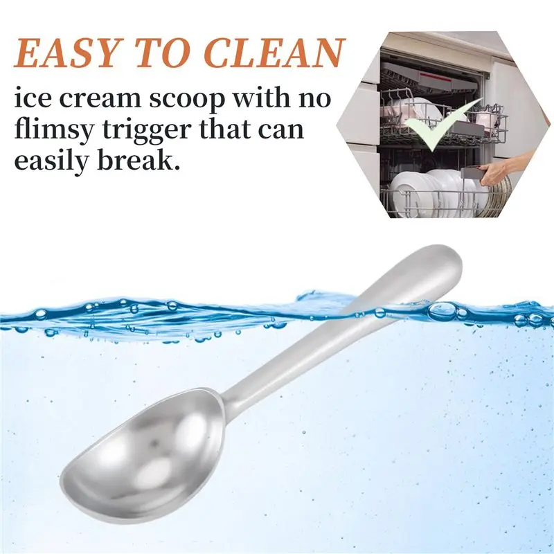 B62B-Ice Cream Scooper Kitchen & Dinning Solid Ice Cream Scoop, Kitchen Scooper With Non-Slip Rubber Grip, Scooping For Hardest