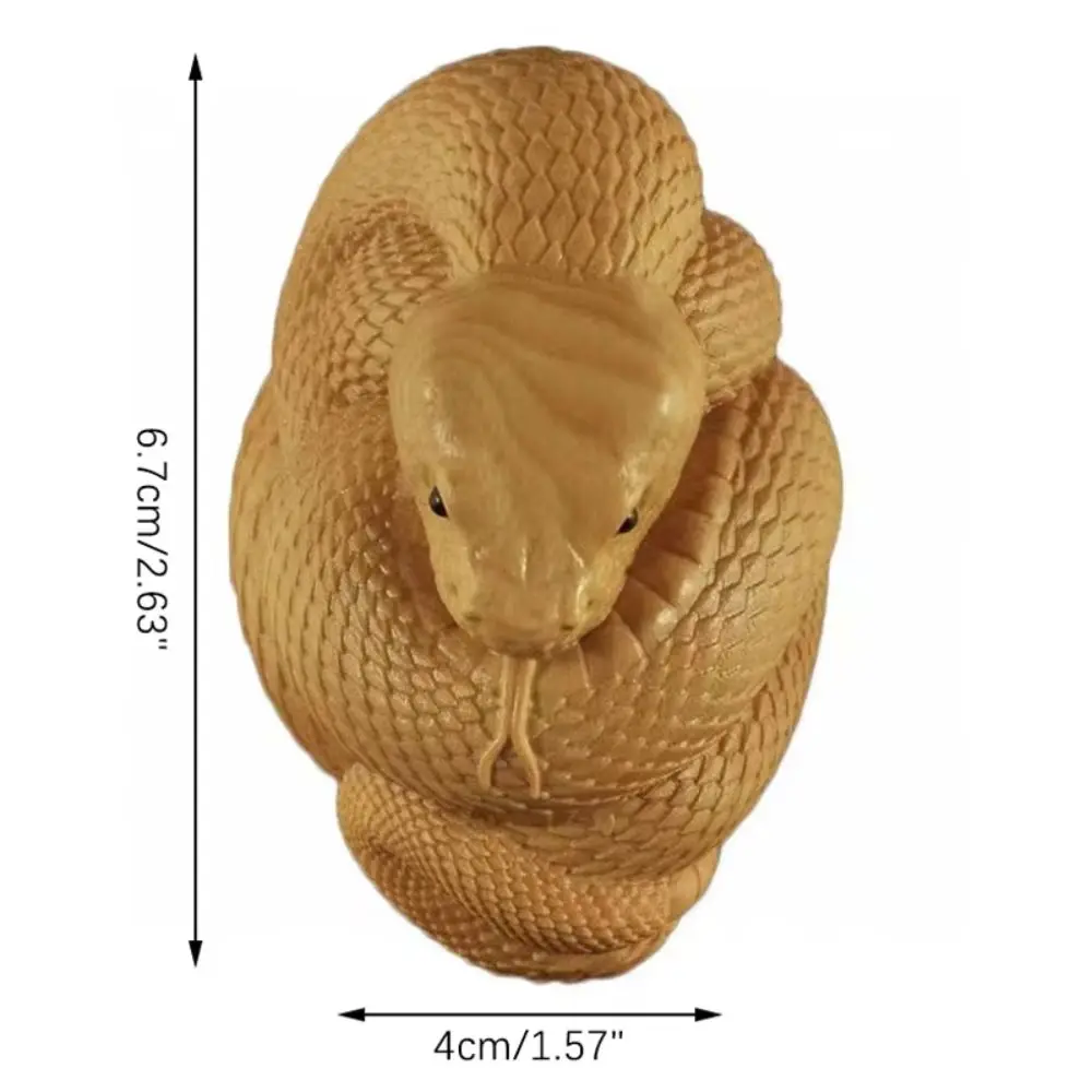 Figuras de escultura en madera, estatua de serpiente hecha a mano en miniatura, estatua de serpiente tallada a mano, Animal PEQUEÑO, bonito adorno de serpiente del zodiaco de madera