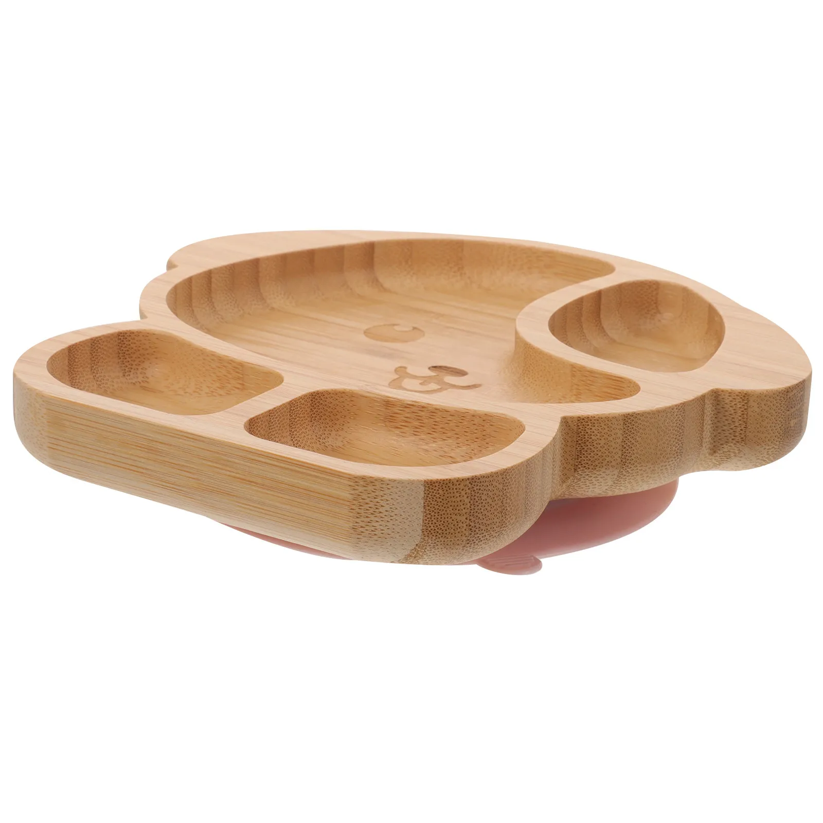 

Divided Plate Bamboo Wood Dinner Food Tray Suction Stable Anti-Slip Kids Food Serving Tray Divided Plates Wood Dinner Plate