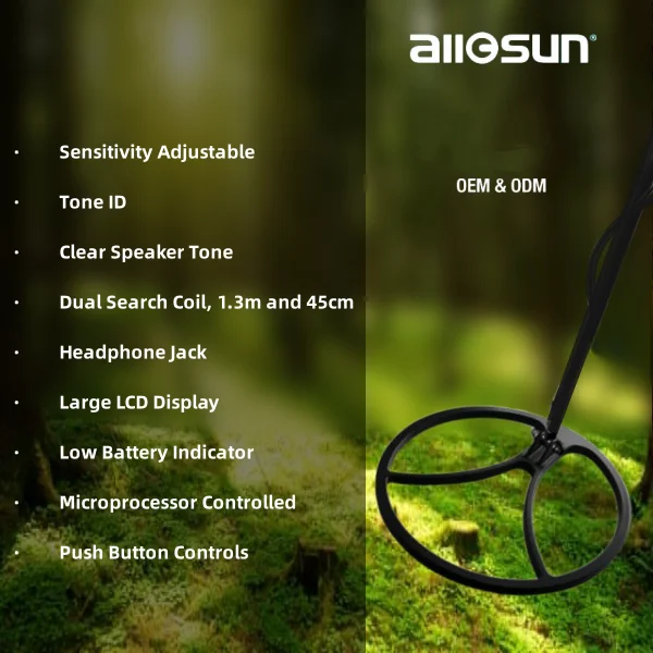 ALLOSUN AR6 Underground Metal Detector Pulse Inductive Waterproof Metal Detector Three Coils Metal/Gold/Sliver Equipment