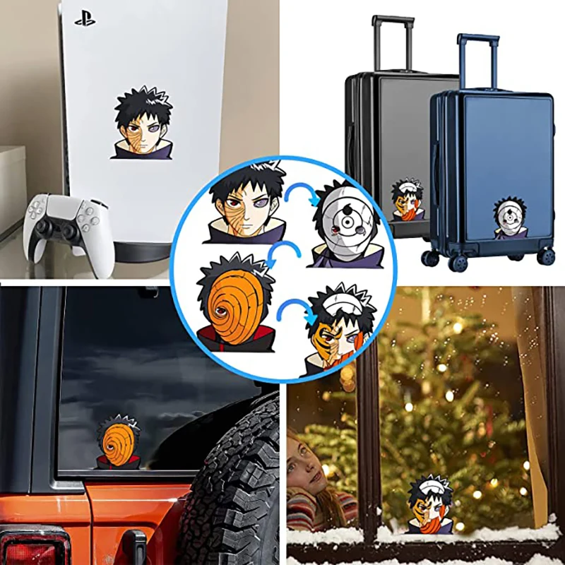 Nartuo Anime Uchiha Obito Japan Classic 3D Lenticular Motion Anime Stickers Waterproof Decals for Car Tablet Computer Stickers