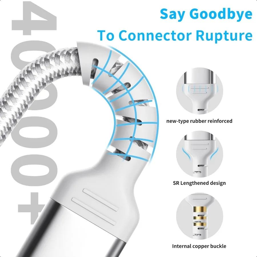 6-футовый зарядный кабель USB C, 3 шт., плетеный кабель USB A — USB C, шнур для быстрой зарядки типа C, совместимый с Apple iPhone 15 Pro Max N