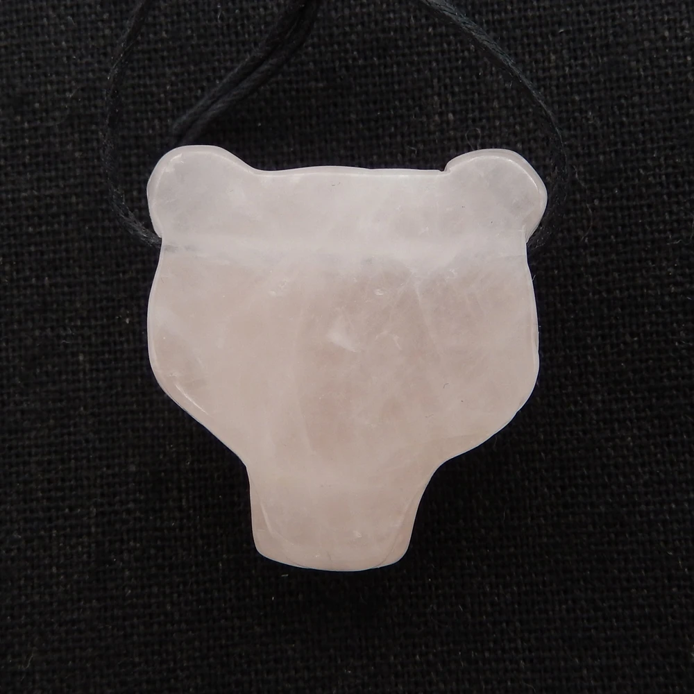 Natural Pink Quartz Hand-Carved Bear Heads Pendant,Fashion Jewelry For Women Beads Jewelry Gemstone Birthday Gift