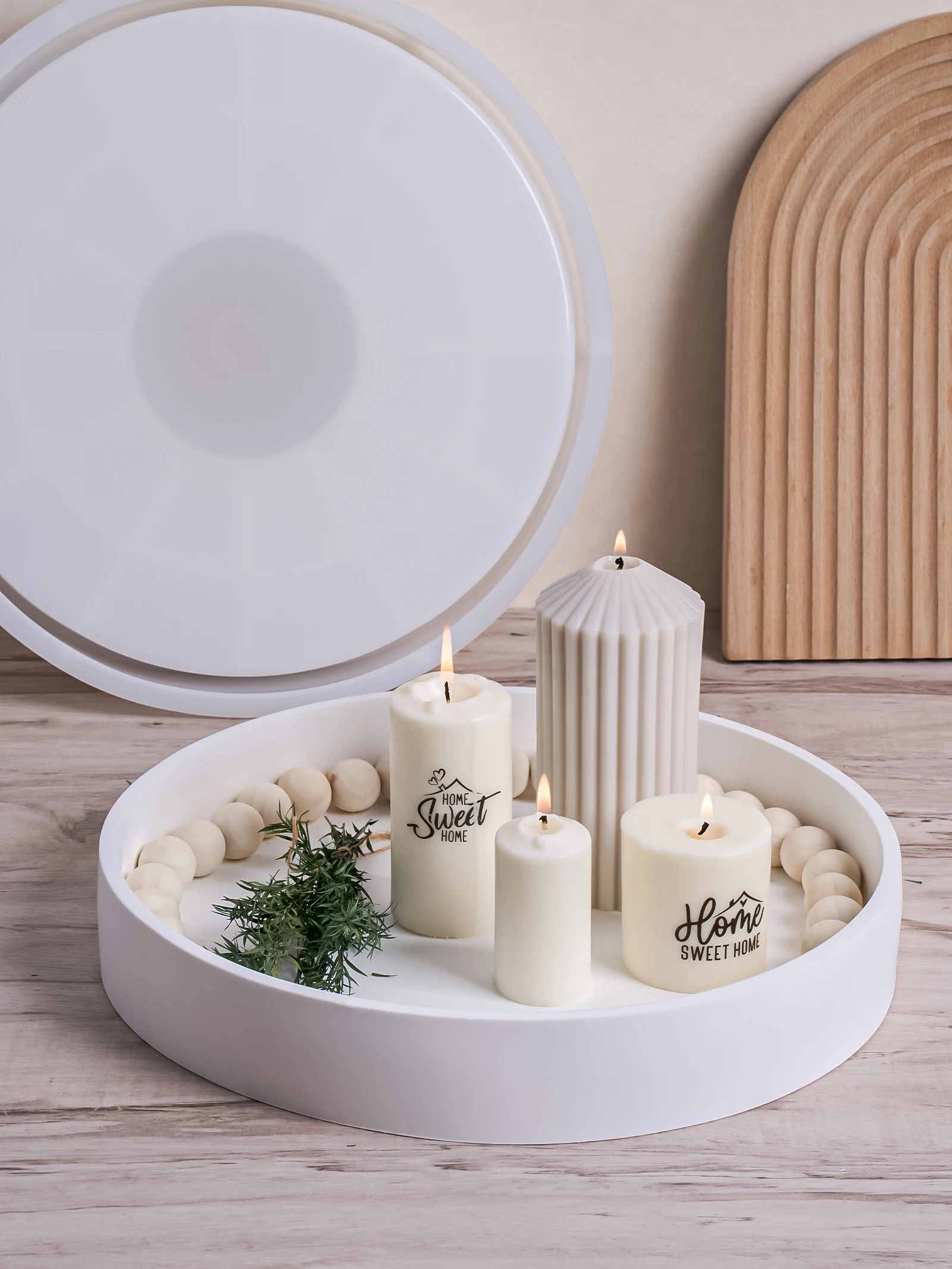 30 سنتيمتر صينية مستديرة كبيرة قالب من السيليكون لتقوم بها بنفسك صينية تخزين الخرسانة قوالب الصب حامل شمعة طبق مزخرف قالب ديكور المنزل