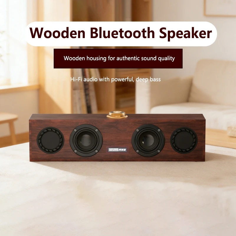 Image of Neuer Minimalistischer Holz-Bluetooth-Lautsprecher für den Heimgebrauch Desktop Laptop und All-in-One-Computer mit Eingebautem USB-Subwoofer