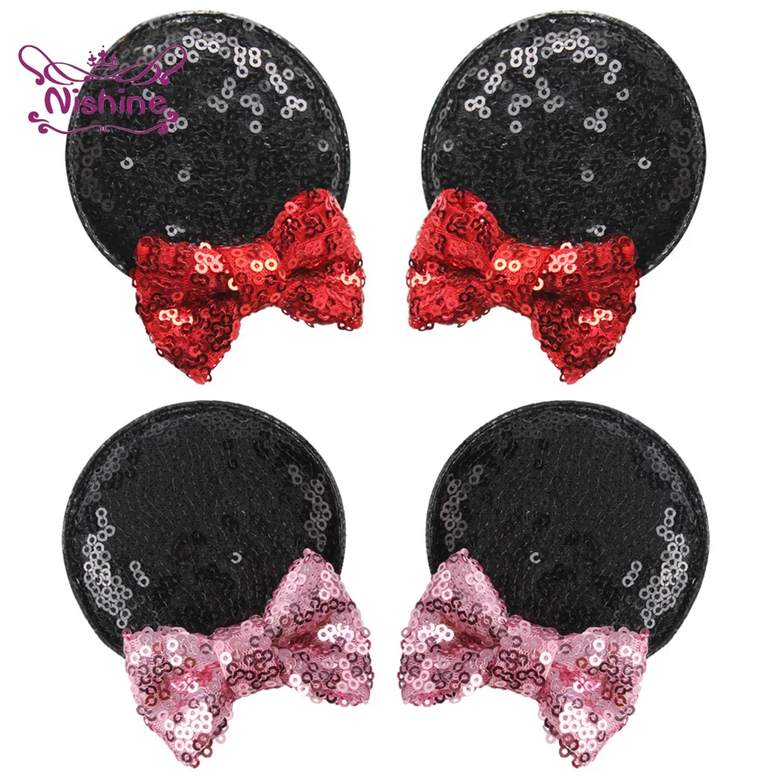 2pcs/lot Glitter Sequins Bowknot Children Hair Clips Baby Girls Cute Ear Hairpin Princess Headwear Kids Birthday Gifts